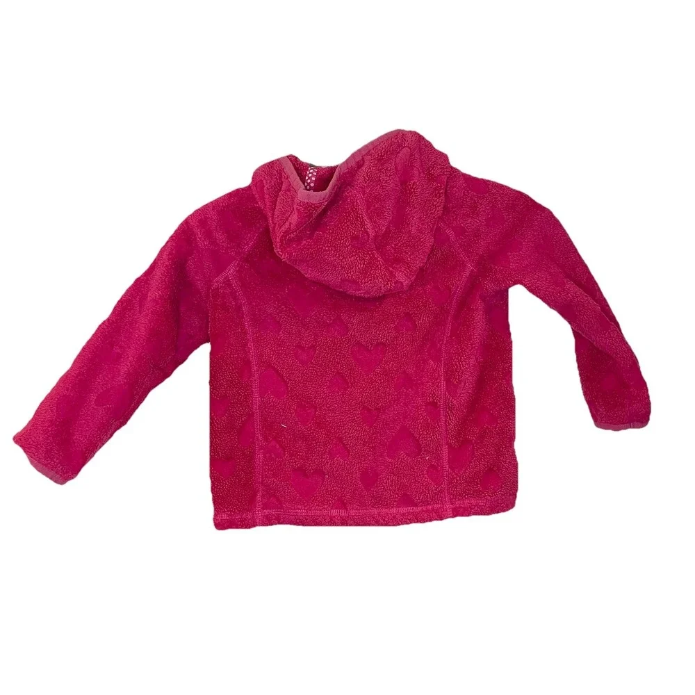 REI Fleece Zip Fleece Sweatshirt Top Hoodie Hot Pink Heart Valentine's Day 2T